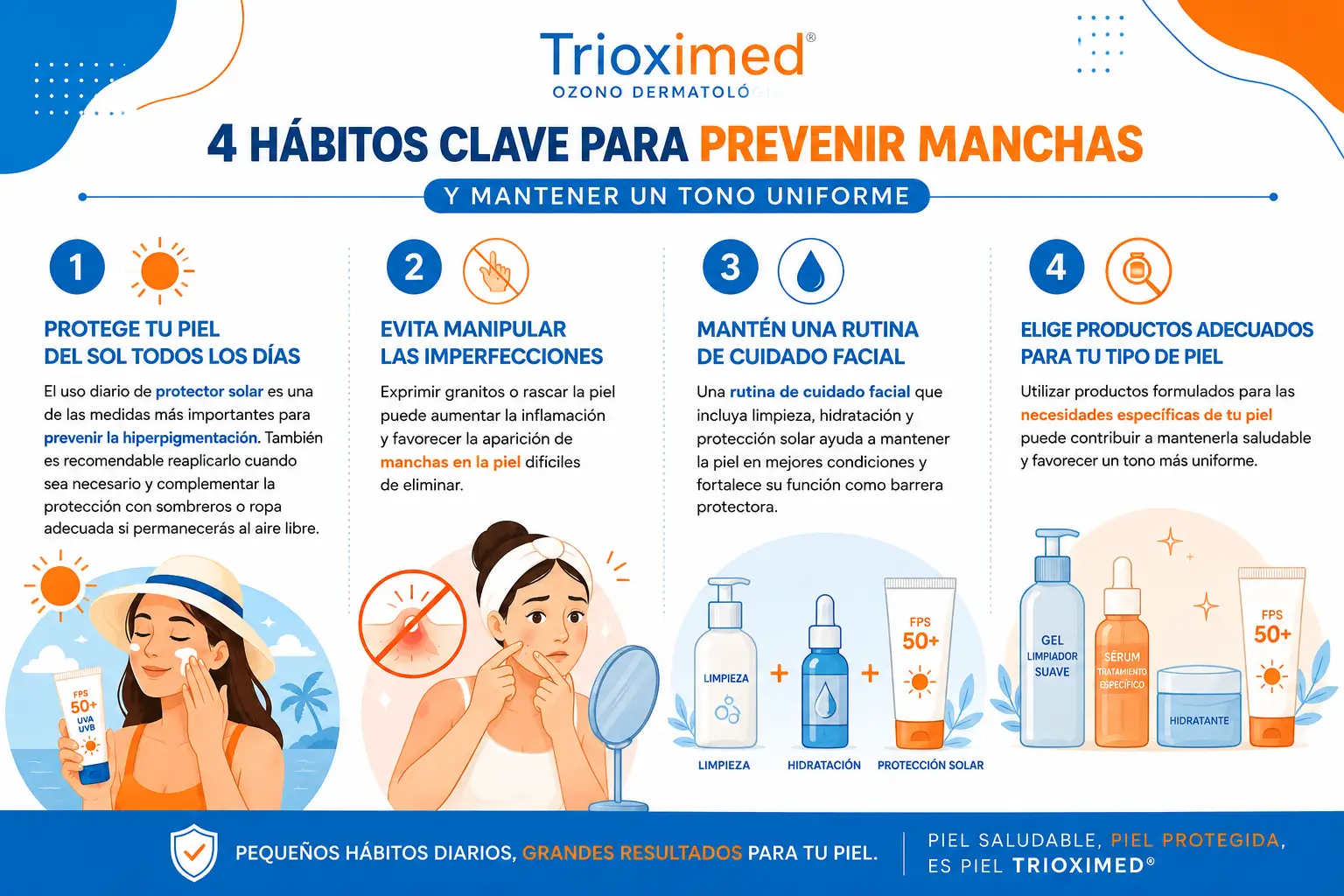 Hábitos para prevenir manchas en la piel.